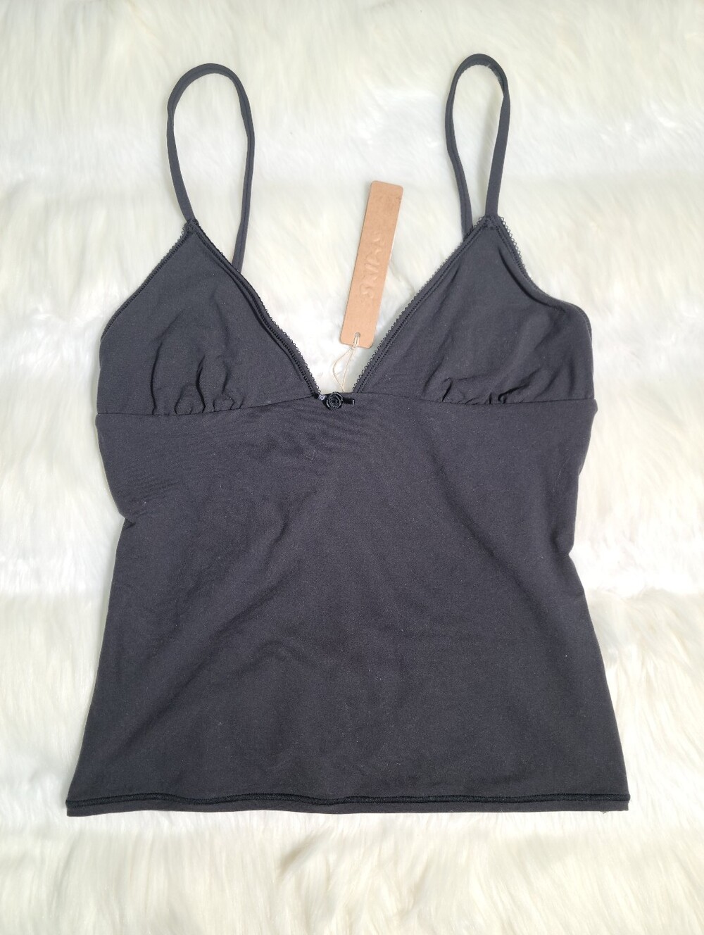 SKIMS Fits Everybody Picot Cami Top Black Onyx Women XXS NEW